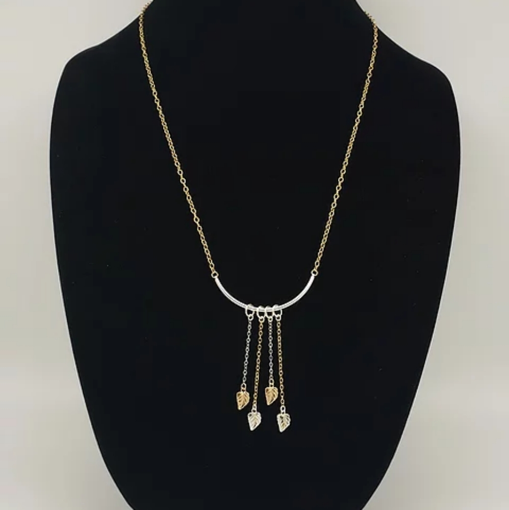 Sterling silver & 14 kt gold filled leaf Necklace